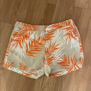 Sandro Orange and White Leaf Print Women's shorts
